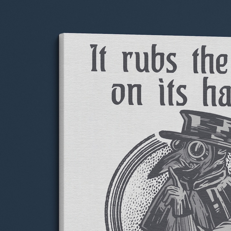 May include: Black and white illustration of a plague doctor with a long beak mask and a top hat. The text "It rubs the lotion on its skin" is written above the image.