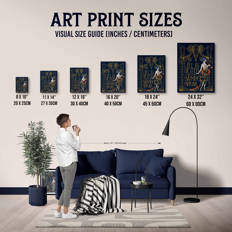 Art Deco Poster: Lustiger Jugendstil inspirierter Druck für das moderne Badezimmer | Einweihungsparty Geschenkidee Bild 3