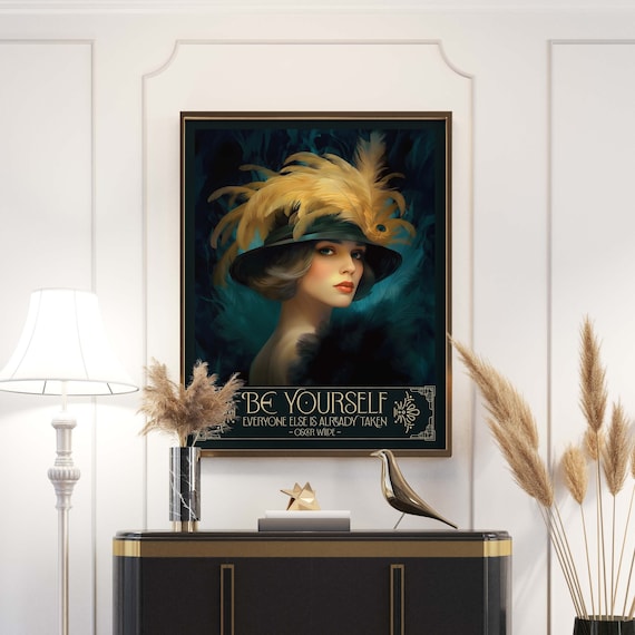 Art Deco Decor Art Print | Inspirational Oscar Wilde Quote | Maximalist Decor Art Print | Art Deco Wall Art