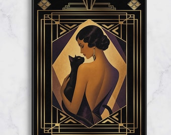 Affiche Art Déco Maman Chat | Décoration murale moderne en acrylique