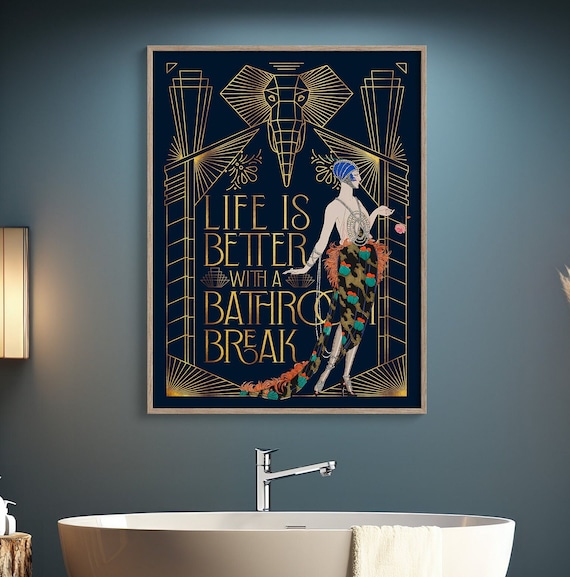 Art Deco Poster: Funny Art Noveau Inspired Print for the Modern Bathroom | Housewarming Gift Idea