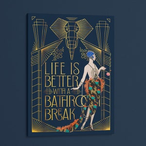 Art Deco Poster: Lustiger Jugendstil inspirierter Druck für das moderne Badezimmer | Einweihungsparty Geschenkidee Canvas