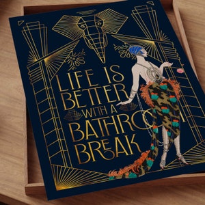 Art Deco Poster: Lustiger Jugendstil inspirierter Druck für das moderne Badezimmer | Einweihungsparty Geschenkidee Unframed Print