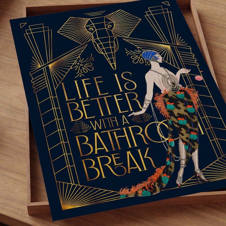 Art Deco Poster: Lustiger Jugendstil inspirierter Druck für das moderne Badezimmer | Einweihungsparty Geschenkidee Unframed Print