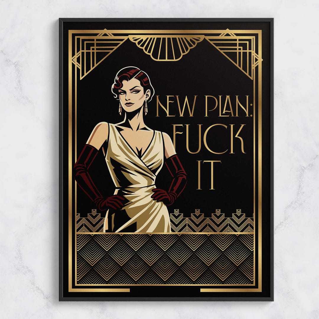 Art Deco Glam Poster “new Plan” | Vintage Flapper Wall Art Bold ...
