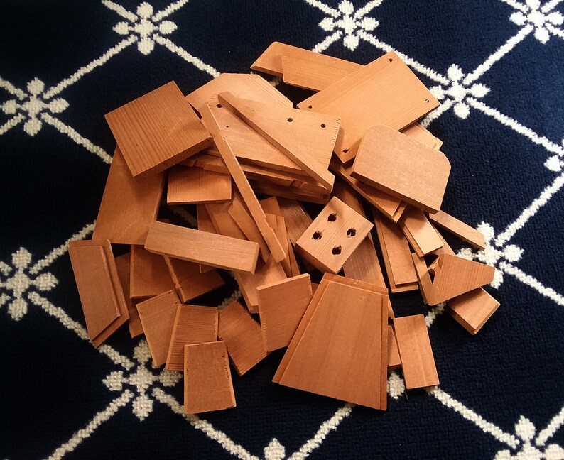 Mixed Variety Cedar Wood Craft Pieces 46 Count Assorted Shapes Etsy