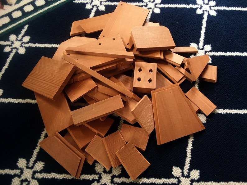 Mixed Variety Cedar Wood Craft Pieces 46 Count Assorted Shapes Etsy