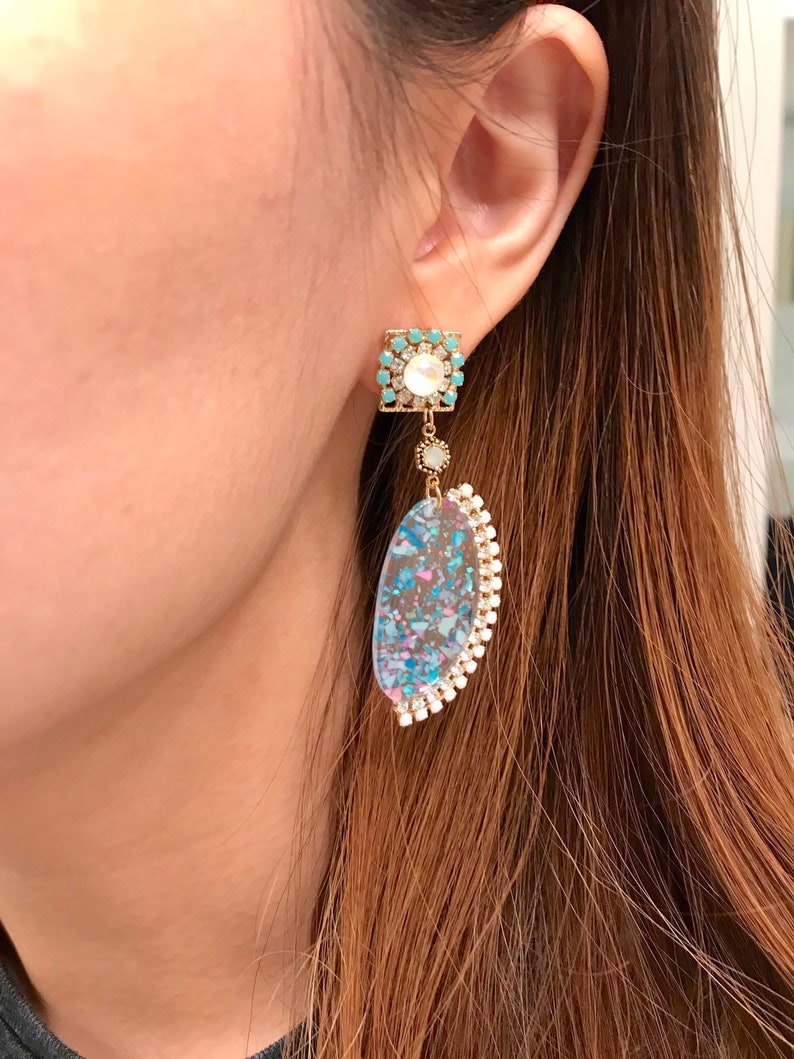 confetti drop earrings statement earrings colorful acrylic earrings Clear acrylic confetti earrings