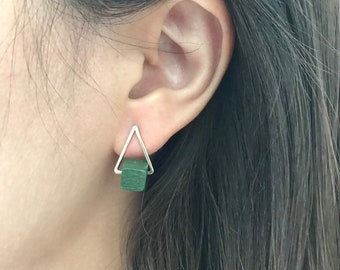 Geometrical triangle studs, gold triangle block earrings, statement triangle earrings, open triangle earrings, triangle studs [Nickel-free!]