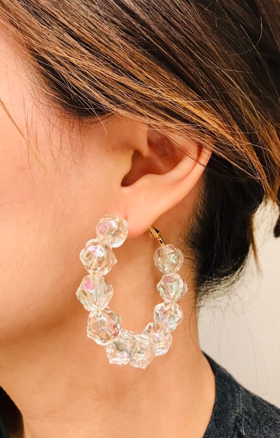 Large acrylic hoop earrings deals