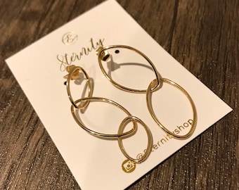 Oval link earrings, gold oval drop earrings, gold link earrings, asymmetrical gold earrings, statement earrings [Nickel-free!]