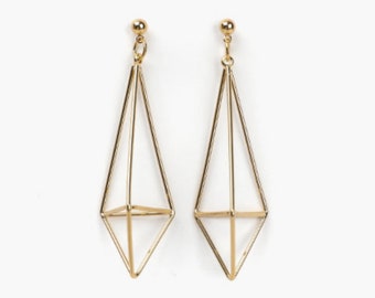3D Geometric Earrings, Statement Earrings, Pyramid Earrings, Minimalist Earrings, Gold Geometric Earrings, Triangle Earrings [Nickel-free!]