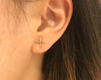 Minimalist X earrings, X studs, simple x earrings, gold studs, bar earrings, tiny x stud earrings [Nickel-free!]
