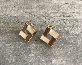 Geometric 3D tile earrings, Block tile earrings, dimentional tile square earrings, statement earrings, geometric 3d studs, [Nickel-free!]