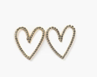 Giant heart earrings, oversized heart studs, sparkling hearts, cubic heart earrings, Valentine’s