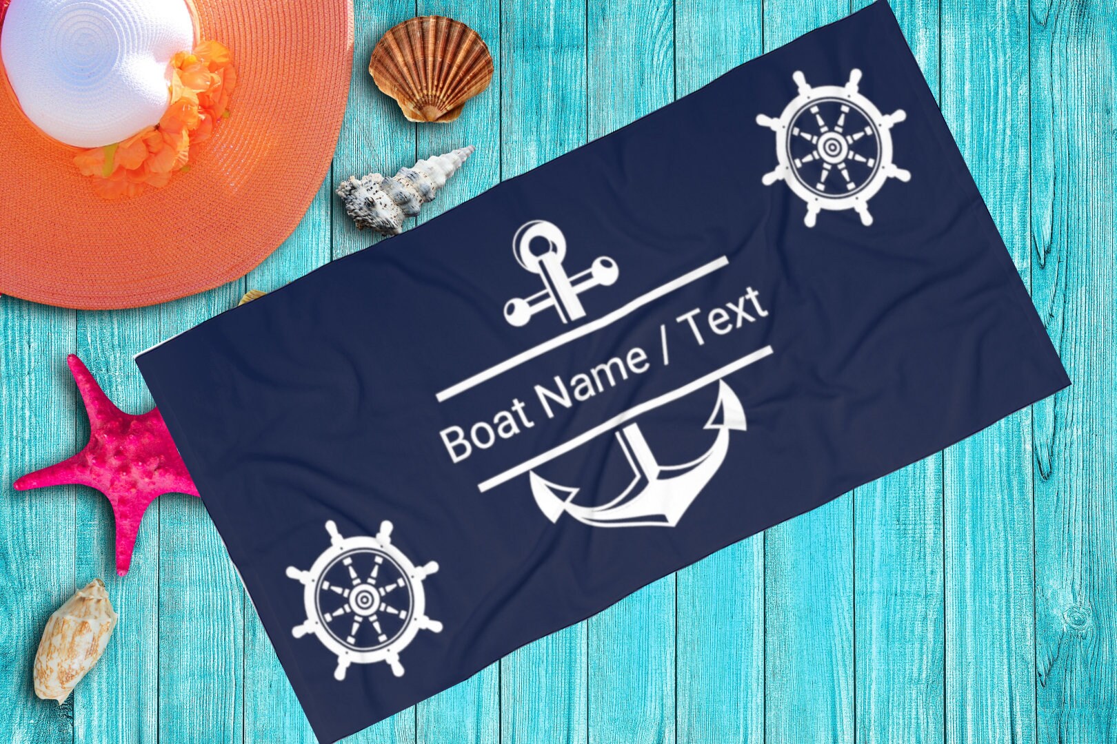 Personalized Anchor Beach Towel Custom Boat Towel Lake House Etsy