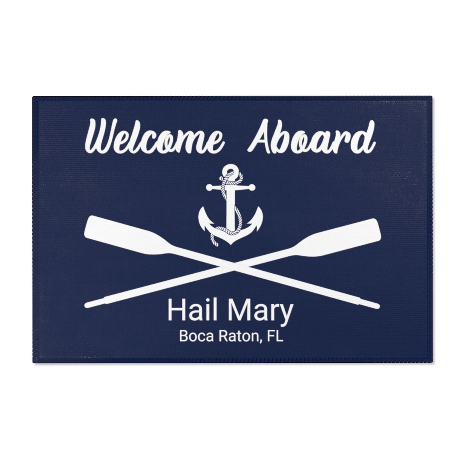 Nautical Boat Mat Personalized Aboard Anchor Rug Etsy