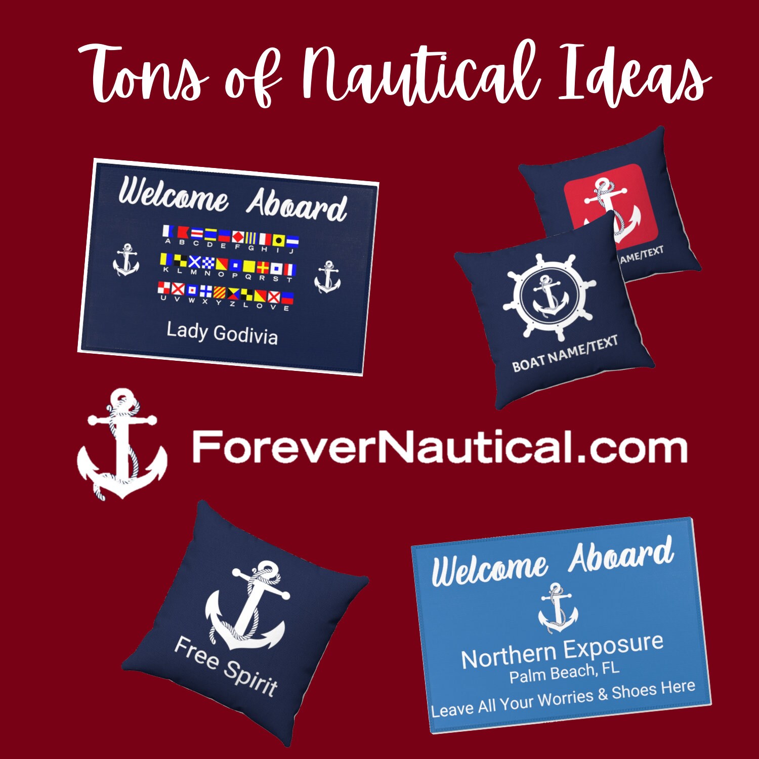 Nautical Boat Mat Personalized Aboard Anchor Rug Etsy