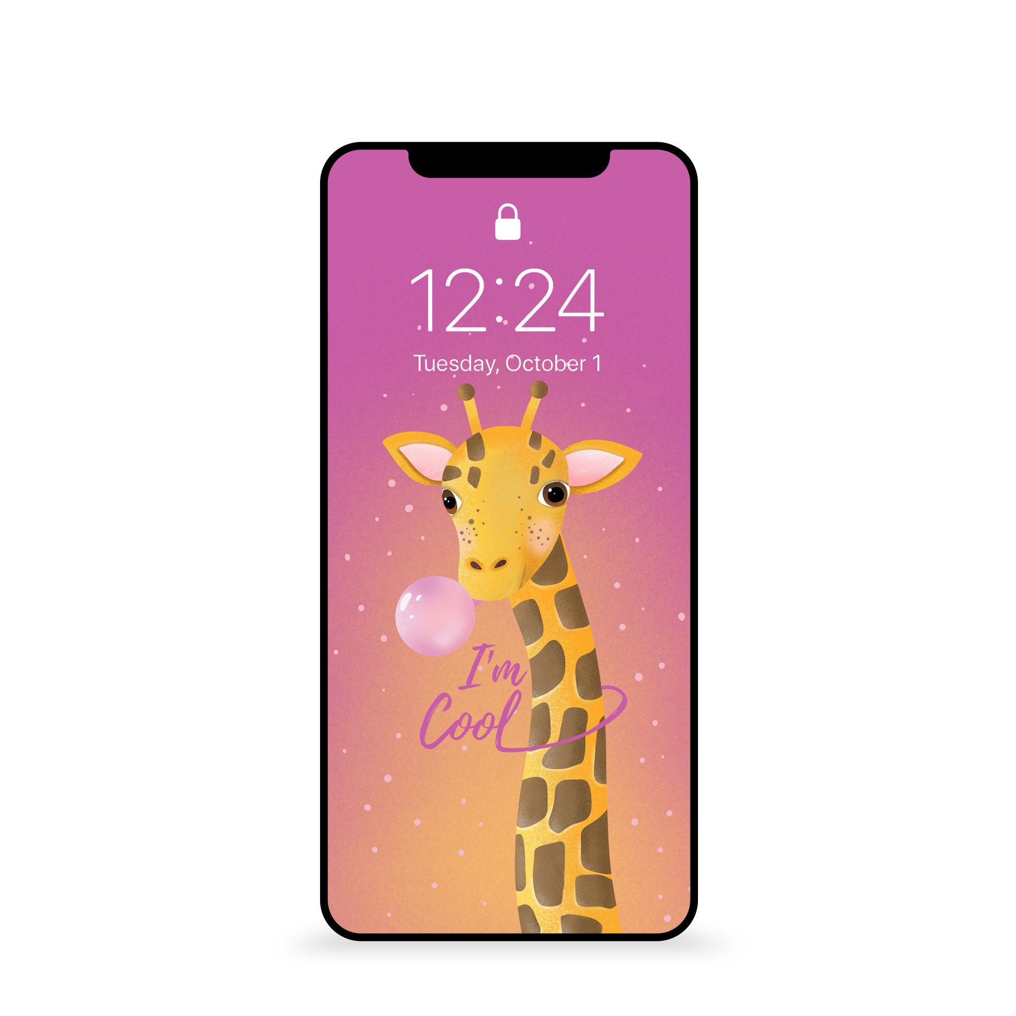Positive Motivational Phone Wallpaper Giraffe I M Cool Etsy