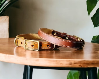 Lined Country style leather dog collars