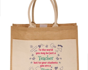 Teacher Jute Bags Etsy