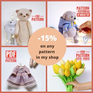 Teddybär Schnittmuster, Schnittmuster für Puppenkleider, Nähanleitung für Teddybären / COUPON CODE / DIY Puppenkleid Schnittmuster
