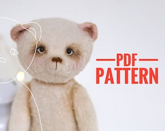 Вear sewing pattern, easy teddy toy PDF, vintage animal toy tutorial figurines, plush baby toy pattern, digital animal zoo DIY craft