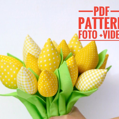 Tulip PDF Sewing Pattern Fabric Flowers Video Tutorial Tilda Etsy