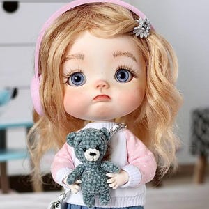 Art Ball Jointed Doll, OOAK BJD Qbaby Doll, Custom Handmade Resin Doll, Collectible Baby Doll Gift, Artist Personalized Doll for Collectors.