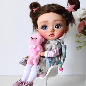 Articulated BJD Art Doll, OOAK BJD Handmade gift, Tan skin doll as Christmas Gift, Artist Collectible Unique Doll as Gift for Doll Collector