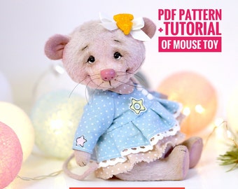 Teddy mouse toy sewing PATTERN PDF,diy mouse figurine, plush rat toy pattern, teddy bear pattern,felted mouse tutorial, diy textile rat doll