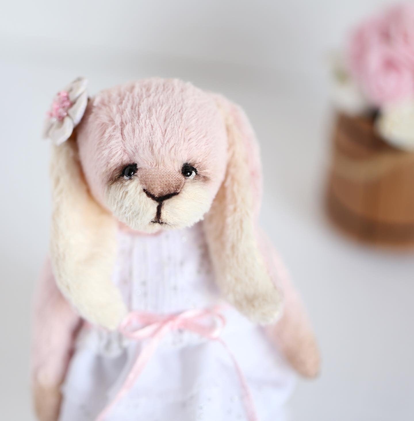 Stuffed Pink Teddy Rabbit Toy as Christmas Gift, Small Teddy Bunny Art ...