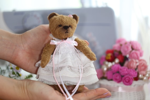Small Teddy bear toy as Christmas stocking gift, stuffed handmade teddy bear toy, artist teddy doll as Birthday gift, collectible bear toy