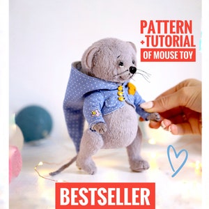 PATTERNS da cucire figurina di topo in pdf, modello di orsacchiotto, modello di peluche, topo in feltro. SENZA PANNO