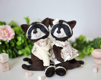 アライグマのぬいぐるみ：手作りアライグマのぬいぐるみ - ジョニー