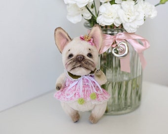 Handmade French Bulldog toy, Custom Plush Teddy Dog toy, realistic dog figurine as pet Lover's gift, dog doll as Birthday gift