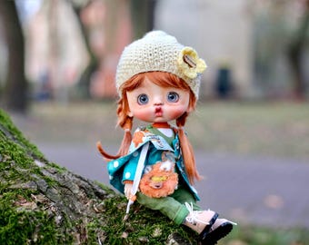 OOAK Rousse BJD Doll : poupée artistique en résine faite main de 25 cm