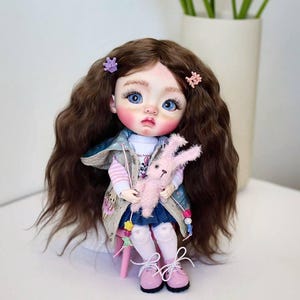 Handmade OOAK Romantic BJD Doll, Collectible Art Doll with Outfit as Christmas gift, Unique Gift for Her, Poseable Designer Articulated Doll