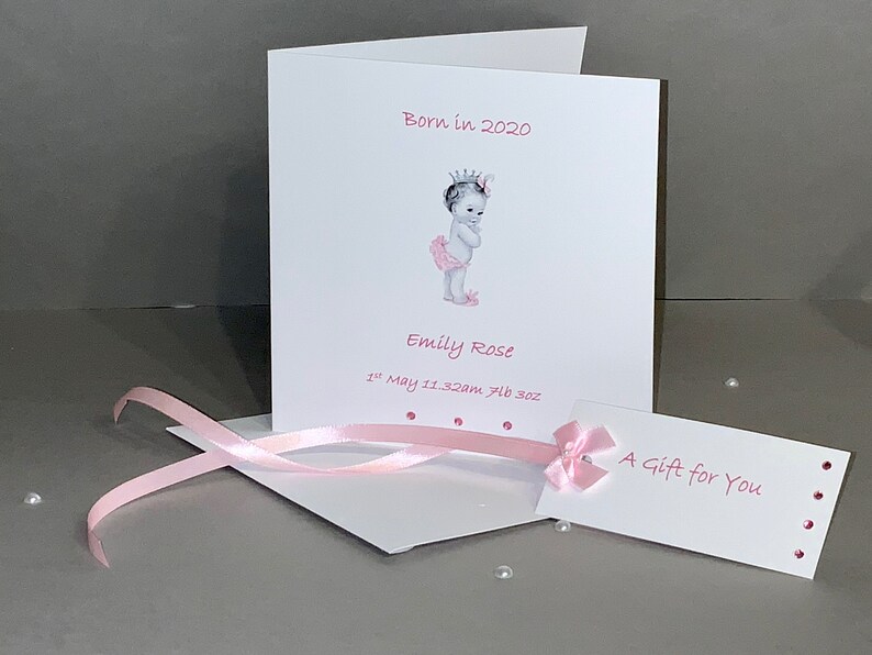 Baby Girl Card With Gift Tag