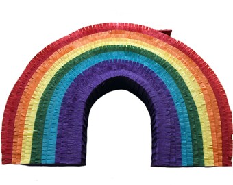 Ready to Ship, Rainbow Pinata, Large Pinata, Rainbow Decoration, Pull String Pinata