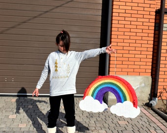 Rainbow with cloud Pinata, Large Pinata, Rainbow Decoration, Pull String Pinata