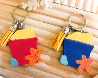 Sand Pail Keychain, Beach Keychain, Beach lovers Gift, Beach Lovers Gift, Moving Away Gift, Friendship Keychain, Small Cute Keychains