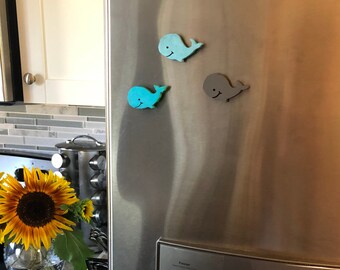 Set of 3 Whale Magnets, Cute Animal Magnets, Decorative Magnets, Cute Magnet Set, Beach Magnet, Cute Fridge Magnet, Fridge Magnets Set