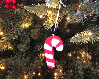 Wood Candy Cane Ornament, Food ornament, ornament exchange, candy ornaments, old fashioned candy, fake candy, fun ornaments, candy canes