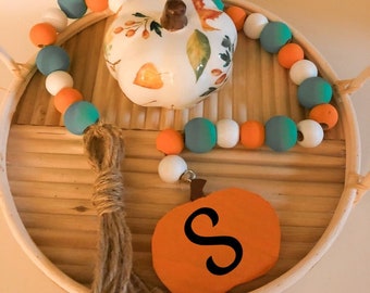 Pumpkin Fall Wooden Bead Garland, Fall Bead Garland, Pumpkin Tassel Garland,  Fall Garland, Wooden Bead Garland, Autumn Garland