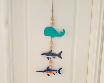 Whale and Shark Nursery Art Hanging, Whale Art Decoration, Shark Wall Art, Whale Bathroom Decor, Whale Nursery, Shark Nursery Art