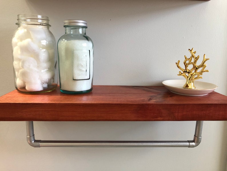 Charming Floating Shelves with Towel Bar