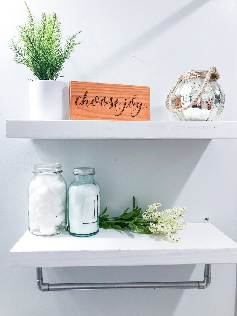 Charming Floating Shelves With Towel Bar Etsy