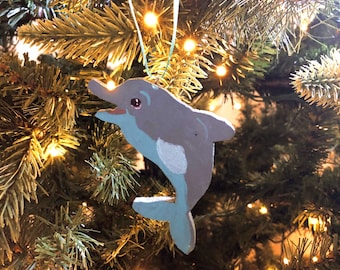 Adorno de delfín, Adornos costeros, Adorno del océano, Adornos caseros, Adorno de delfín de madera, Regalo para los amantes de los delfines, Adorno náutico
