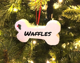 Custom Wood Dog Bone Ornament, Custom dog ornament, Dogs first Christmas, Wooden dog bone, Dog bone sign, Pet parent gift, Custom Pet Gift